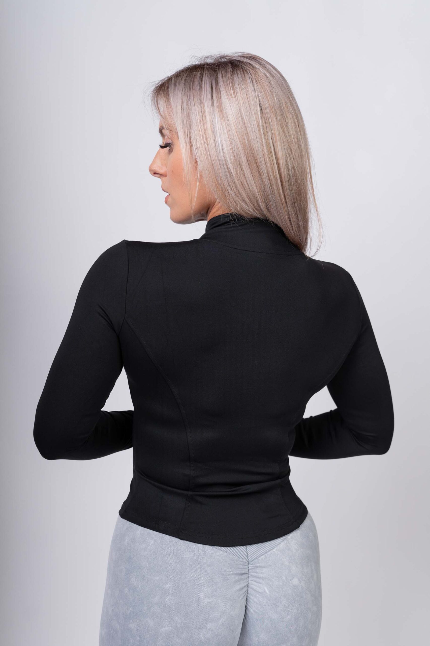 Sportowa bluza na zamek czarna - obrazek 2