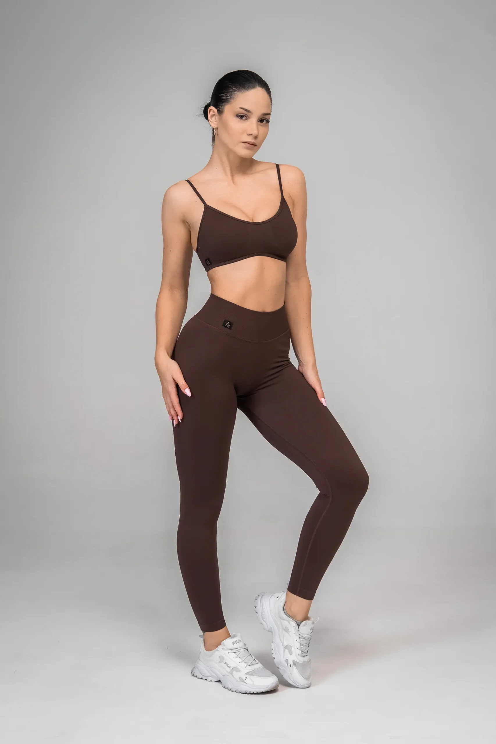 Legginsy bezszwowe ultra push-up 3.0 ciemnobrązowe - obrazek 4